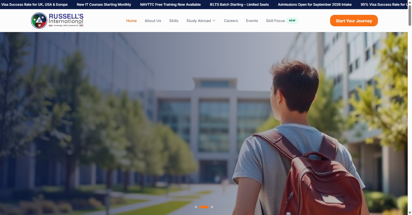 Russell's International website homepage